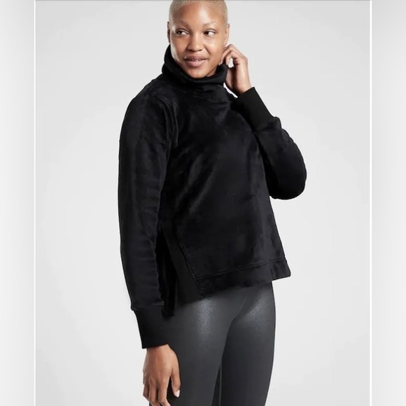 Athleta S Black Double Cozy Karma Funnel Neck Pullover Sweatshirt Women's Small - Picture 5 of 5